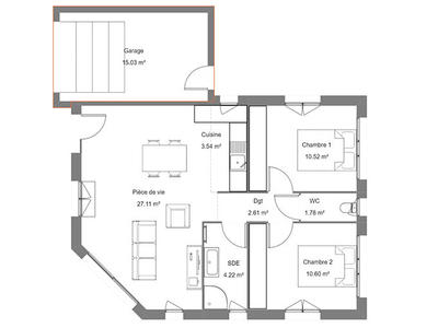 Maison - 61 m² - 4 pièces