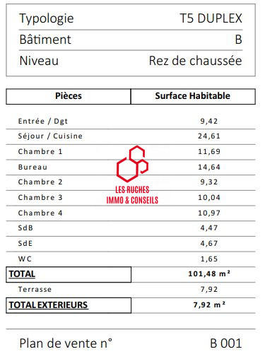 Appartement - 101 m² - 5 pièces