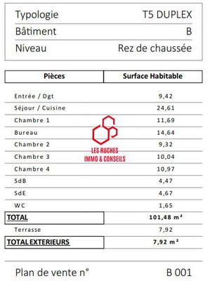 Appartement - 101 m² - 5 pièces