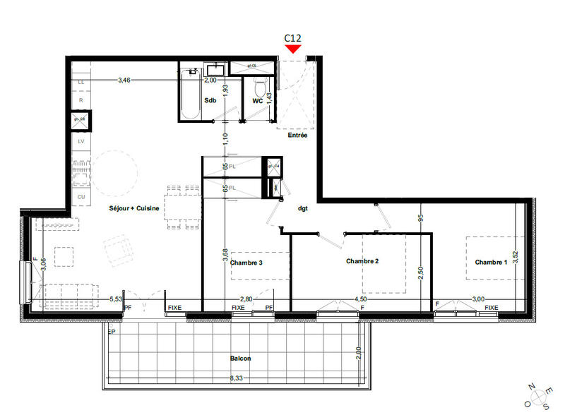 Appartement - 88 m² - 4 pièces