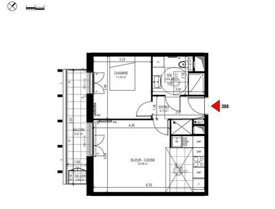 Appartement - 44 m² - 2 pièces