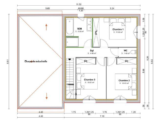 Maison - 94 m² - 4 pièces