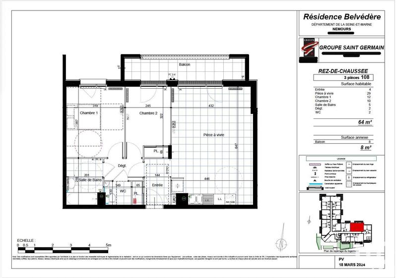 Appartement - 63 m² - 3 pièces