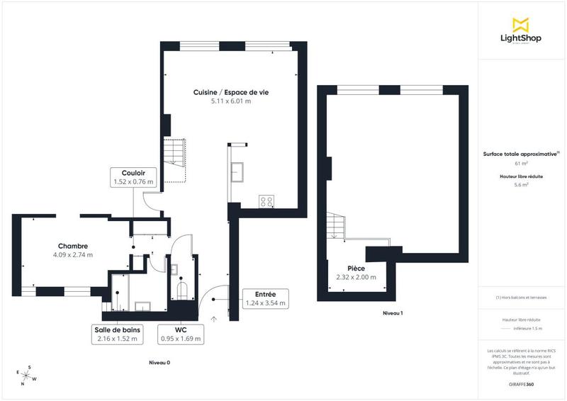 Appartement - 59 m² - 2 pièces