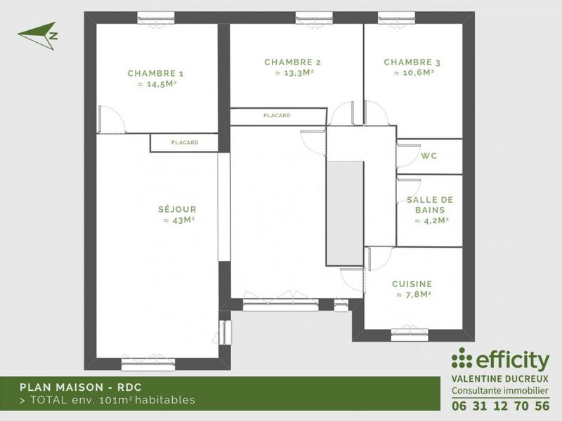 Maison - 101 m² - 5 pièces