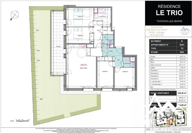 Appartement - 108 m² - 5 pièces