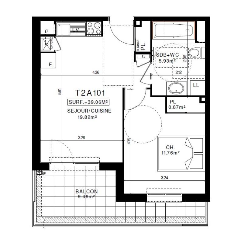 Appartement - 39 m² - 2 pièces