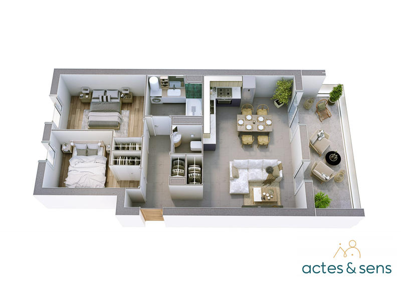 Appartement - 64 m² - 3 pièces