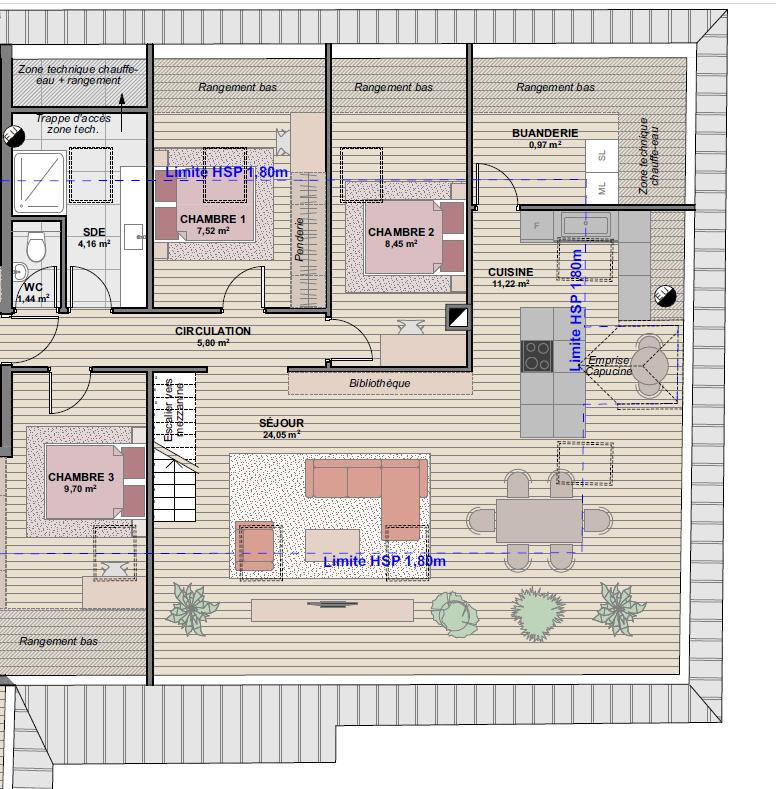 Appartement - 106 m² - 1 pièce