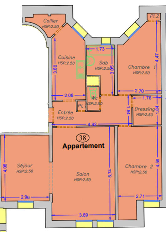 Appartement - 85 m² - 4 pièces