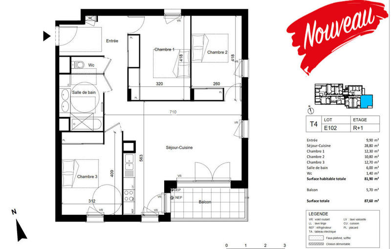 Appartement - 81 m² - 4 pièces