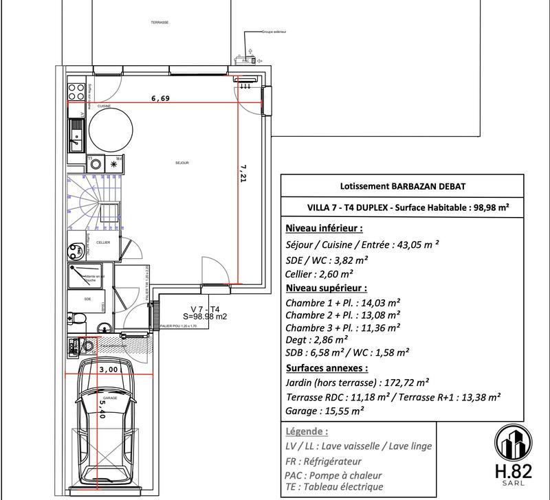 Maison - 99 m² - 4 pièces