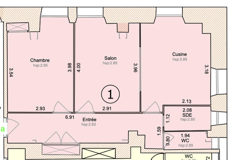 Appartement ancien - 48 m² - 3 pièces