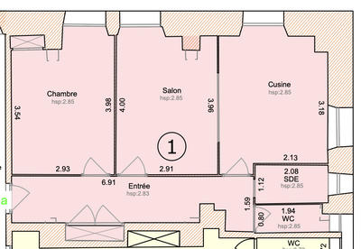 Appartement ancien - 48 m² - 3 pièces