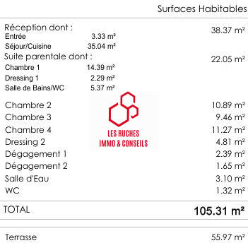 Appartement - 105 m² - 5 pièces