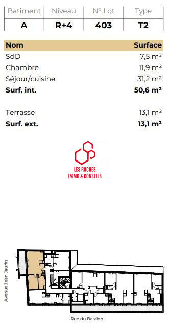 Appartement - 51 m² - 2 pièces