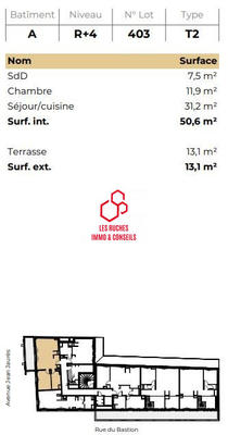 Appartement - 51 m² - 2 pièces