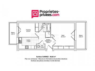 Appartement - 49 m² - 2 pièces