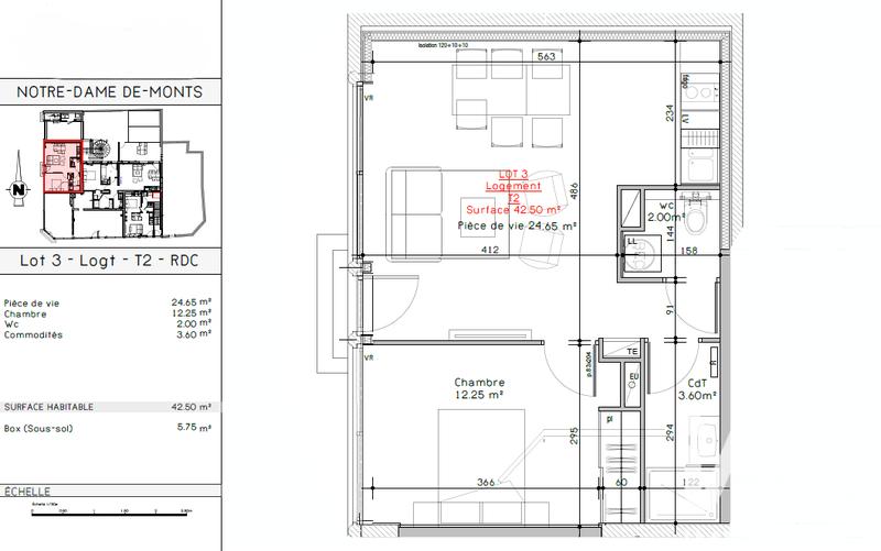 Appartement - 43 m² - 2 pièces