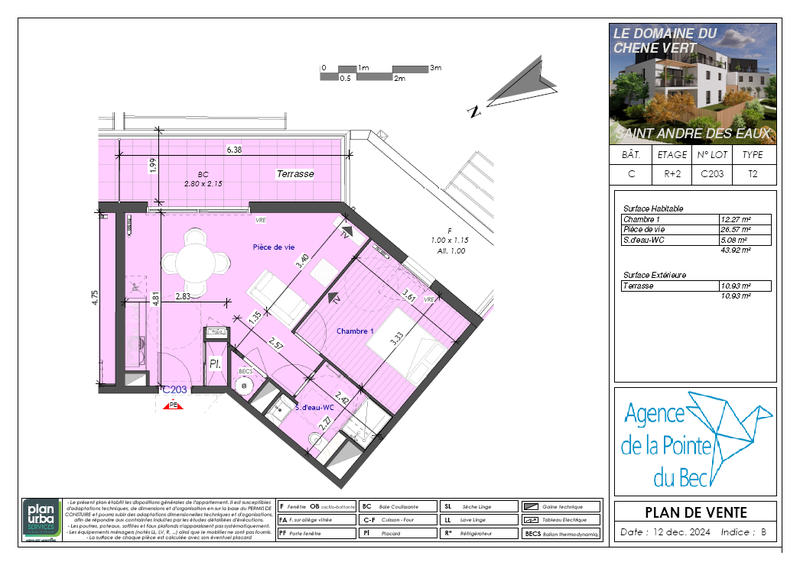 Appartement - 44 m² - 2 pièces