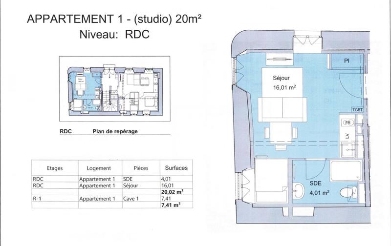 Appartement - 20 m² - 1 pièce