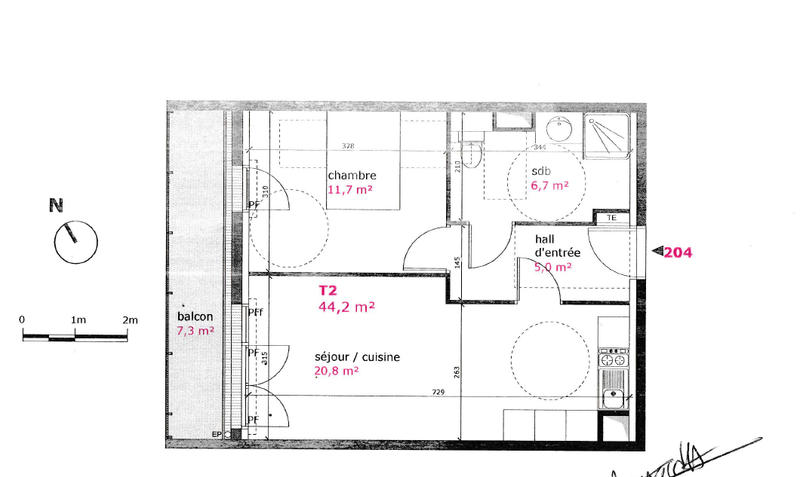 Appartement - 44 m² - 2 pièces