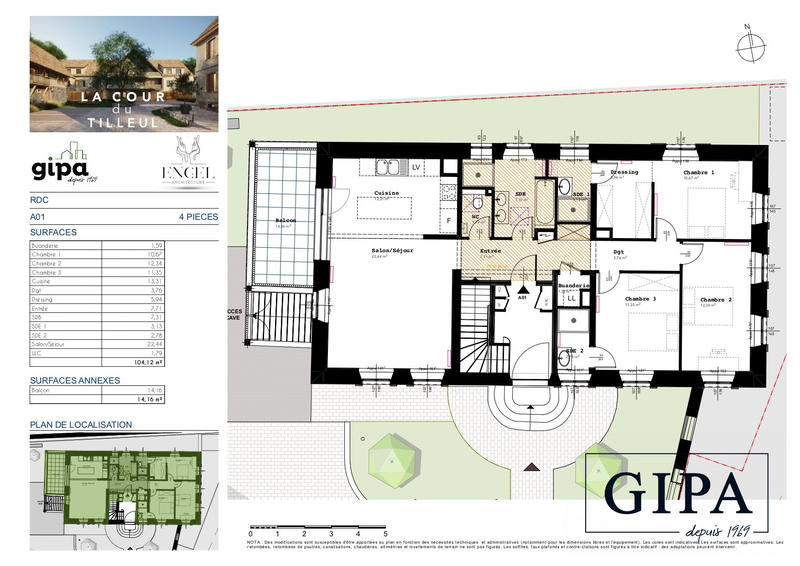 Appartement - 104 m² - 4 pièces