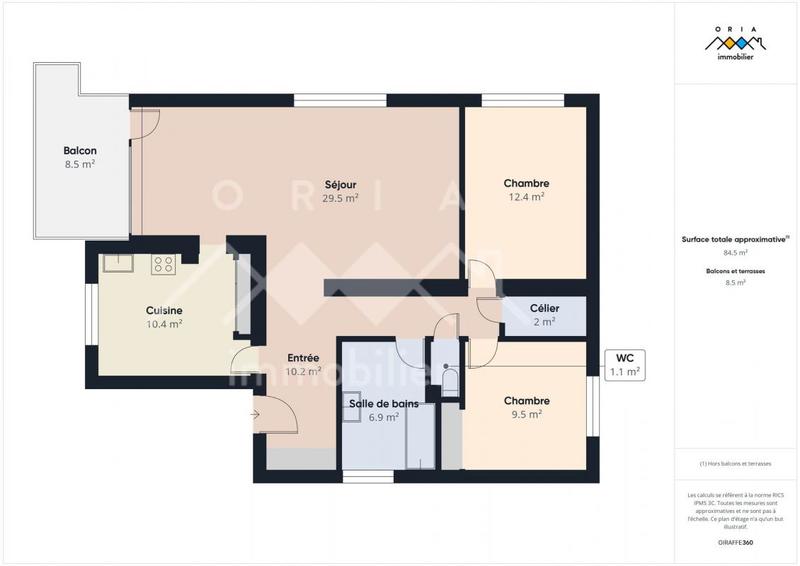 Appartement - 84 m² - 3 pièces