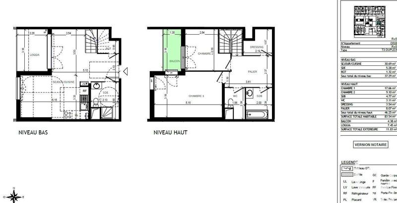 Duplex - 84 m² - 3 pièces