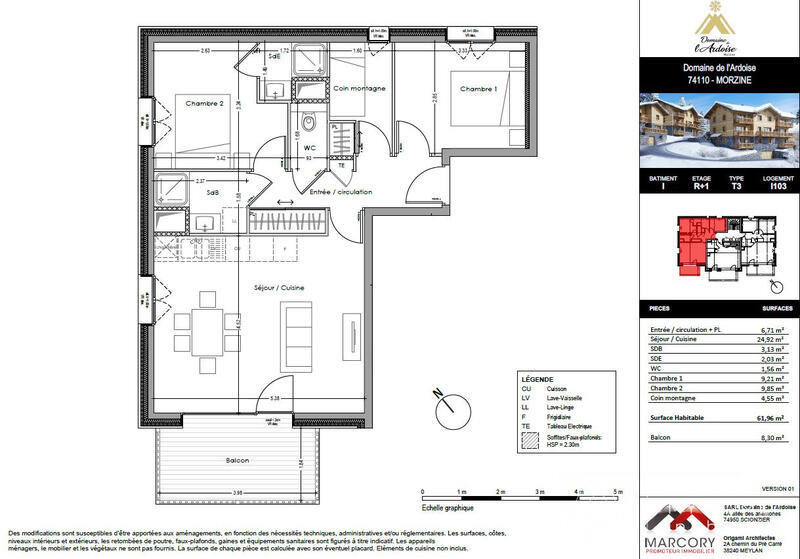 Appartement - 62 m² - 3 pièces