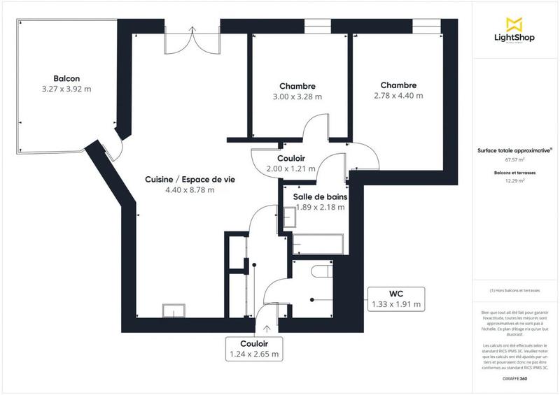 Appartement - 68 m² - 3 pièces