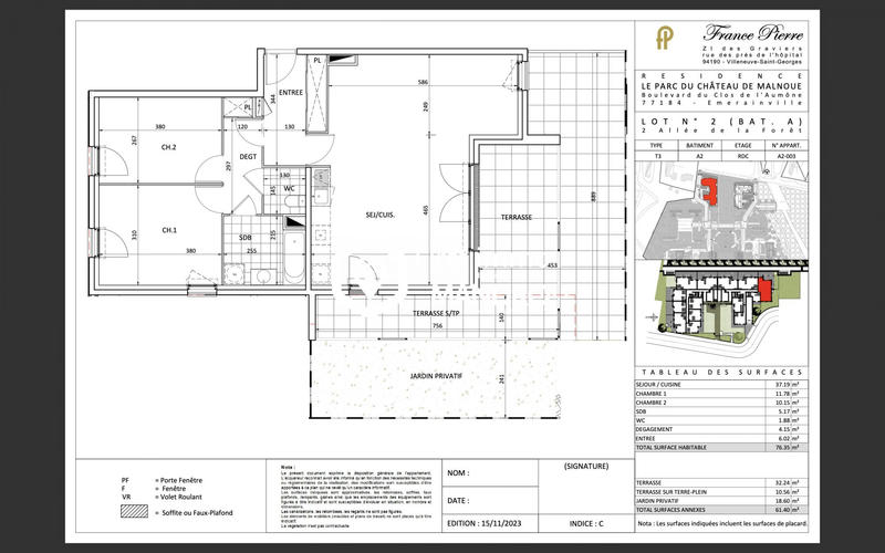 Appartement - 76 m² - 3 pièces