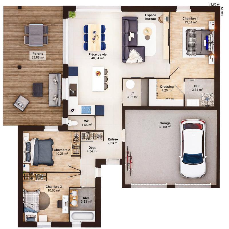 Maison - 97 m² - 5 pièces