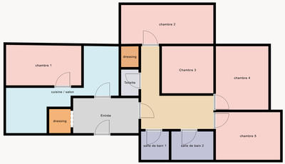 Chambre - 24 m² - 5 pièces