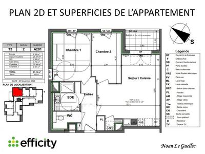 Appartement - 61 m² - 3 pièces