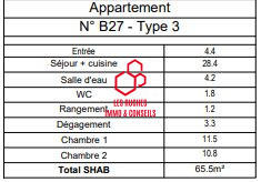 Appartement - 66 m² - 3 pièces