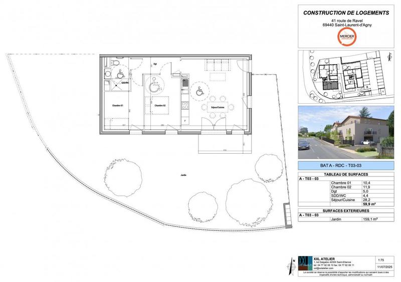 Appartement - 59 m² - 3 pièces