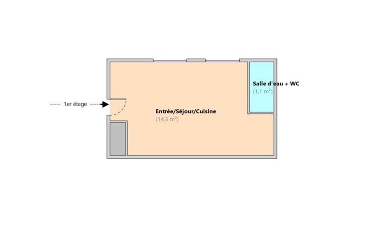 Studio - 15 m² - 1 pièce