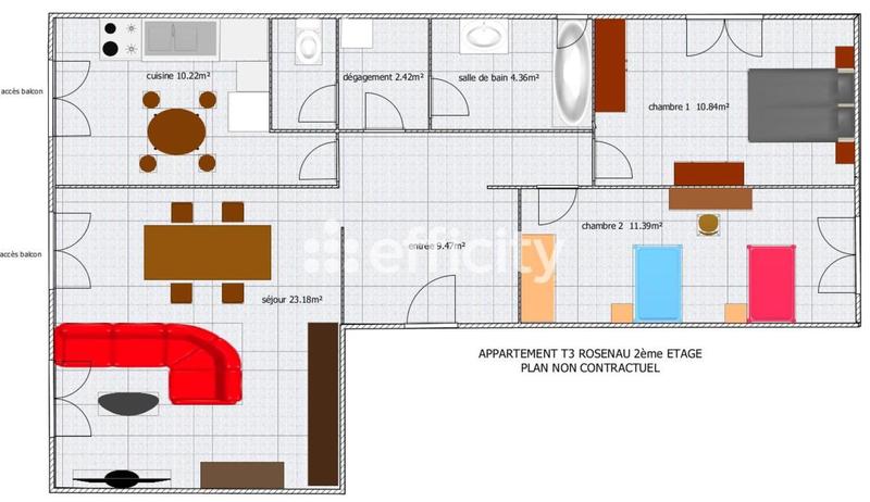 Appartement - 73 m² - 3 pièces