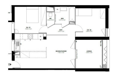 Appartement - 61 m² - 3 pièces