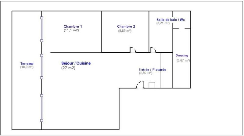 Appartement - 70 m² - 3 pièces