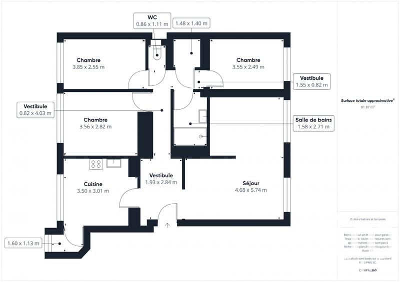 Appartement - 82 m² - 4 pièces