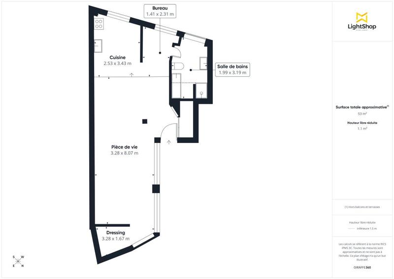 Appartement - 52 m² - 1 pièce