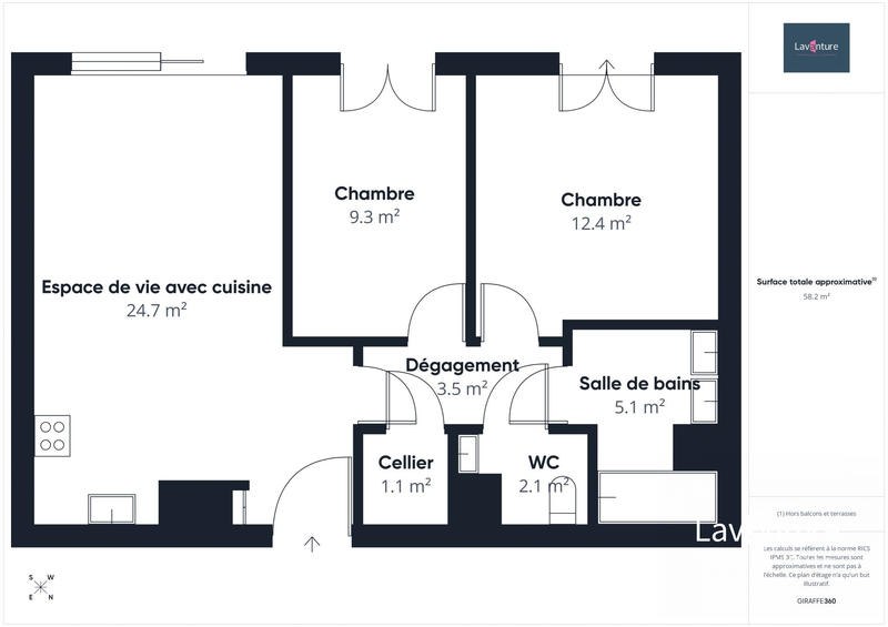 Appartement - 58 m² - 3 pièces