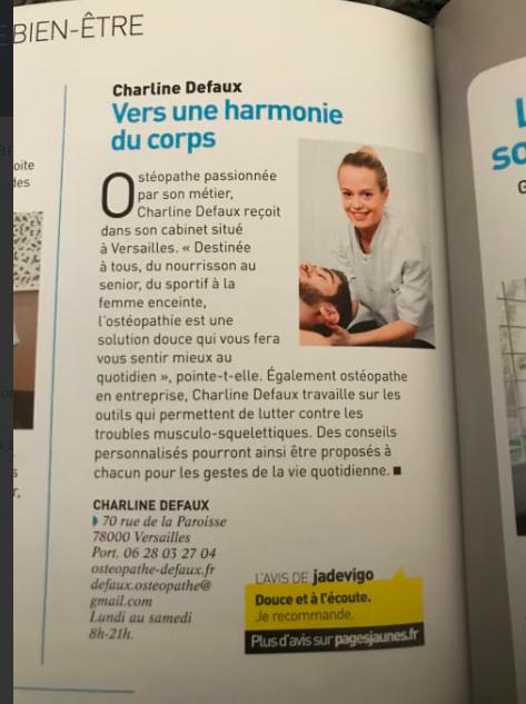 Charline Defaux Osteopathe Versailles