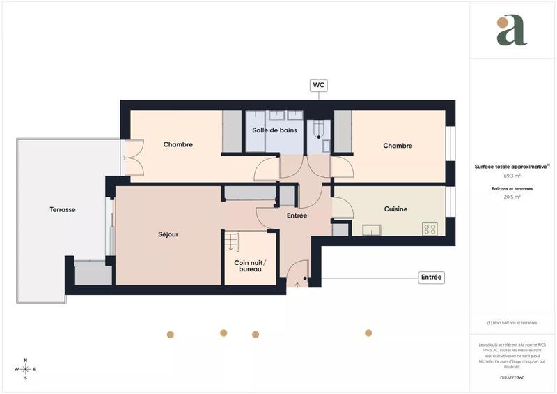 Appartement - 68 m² - 3 pièces