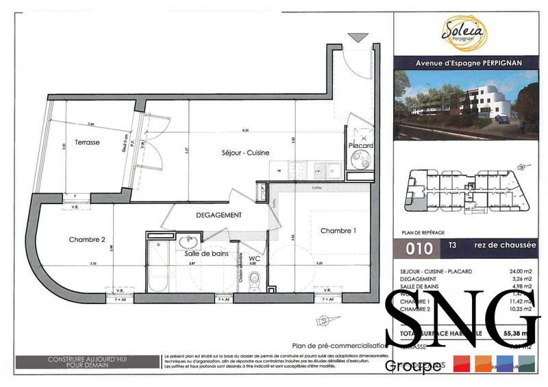 Appartement - 55 m² - 3 pièces