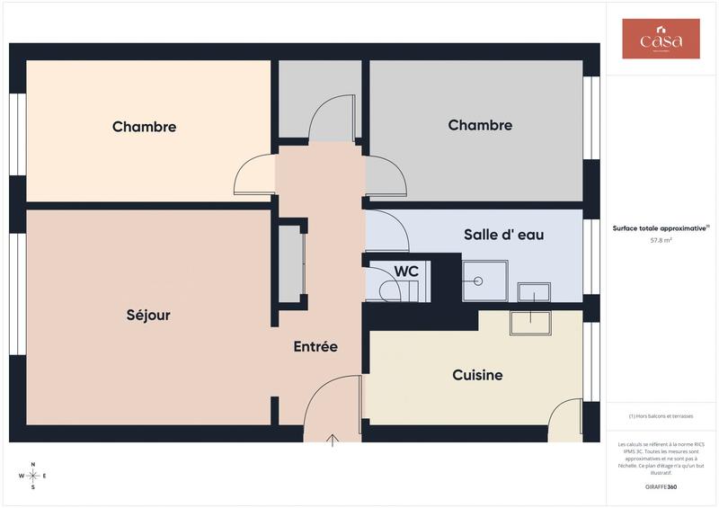 Appartement - 60 m² - 3 pièces