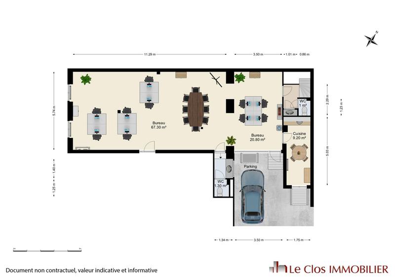 Bureau - 133 m² - 2 pièces
