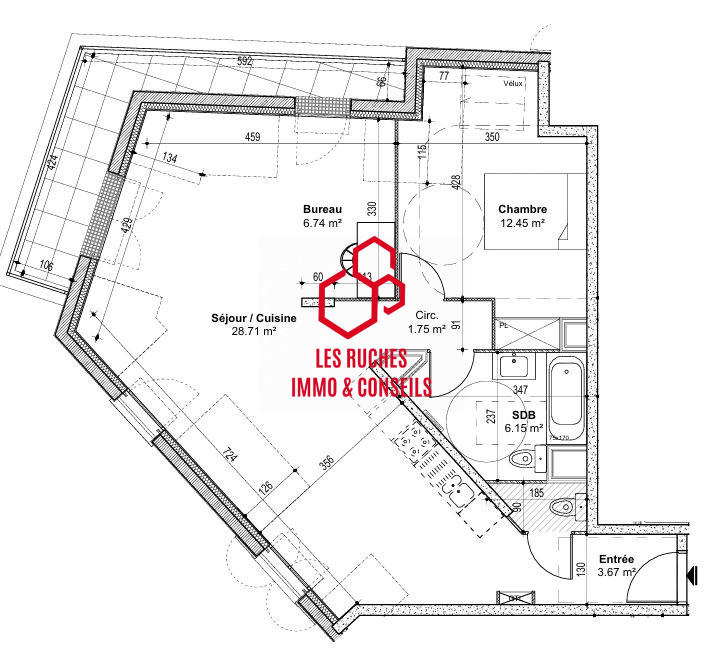 Appartement - 61 m² - 2 pièces